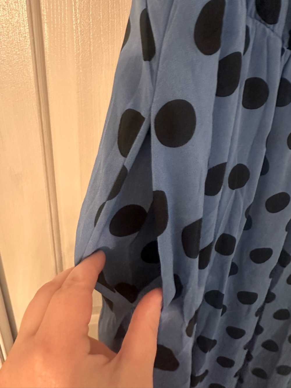 BloomChic Blue Midi Dress with Black Polka Dots - Picture 4 of 5
